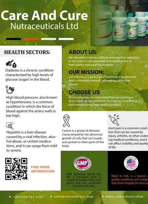 "Elevate your wellness with Care and Cure Nutraceuticals—crafted for your healthiest self."